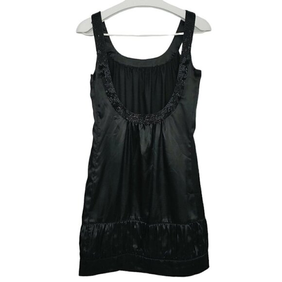 BEDO Black satin beaded backless shift dress - Picture 7 of 16
